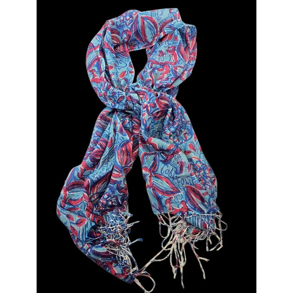 CS Lilly Pulitzer Silk & Cashmere Blend Knit Astrological Signs Scarf Wrap Shawl - Picture 1 of 5